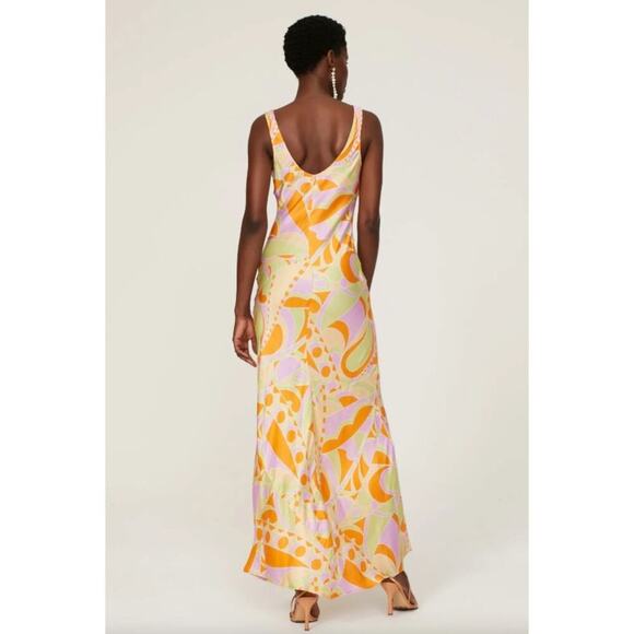 Delfi Collective Donna Maxi Dress Multicolor Printed Satin Slip US M - Picture 3 of 6